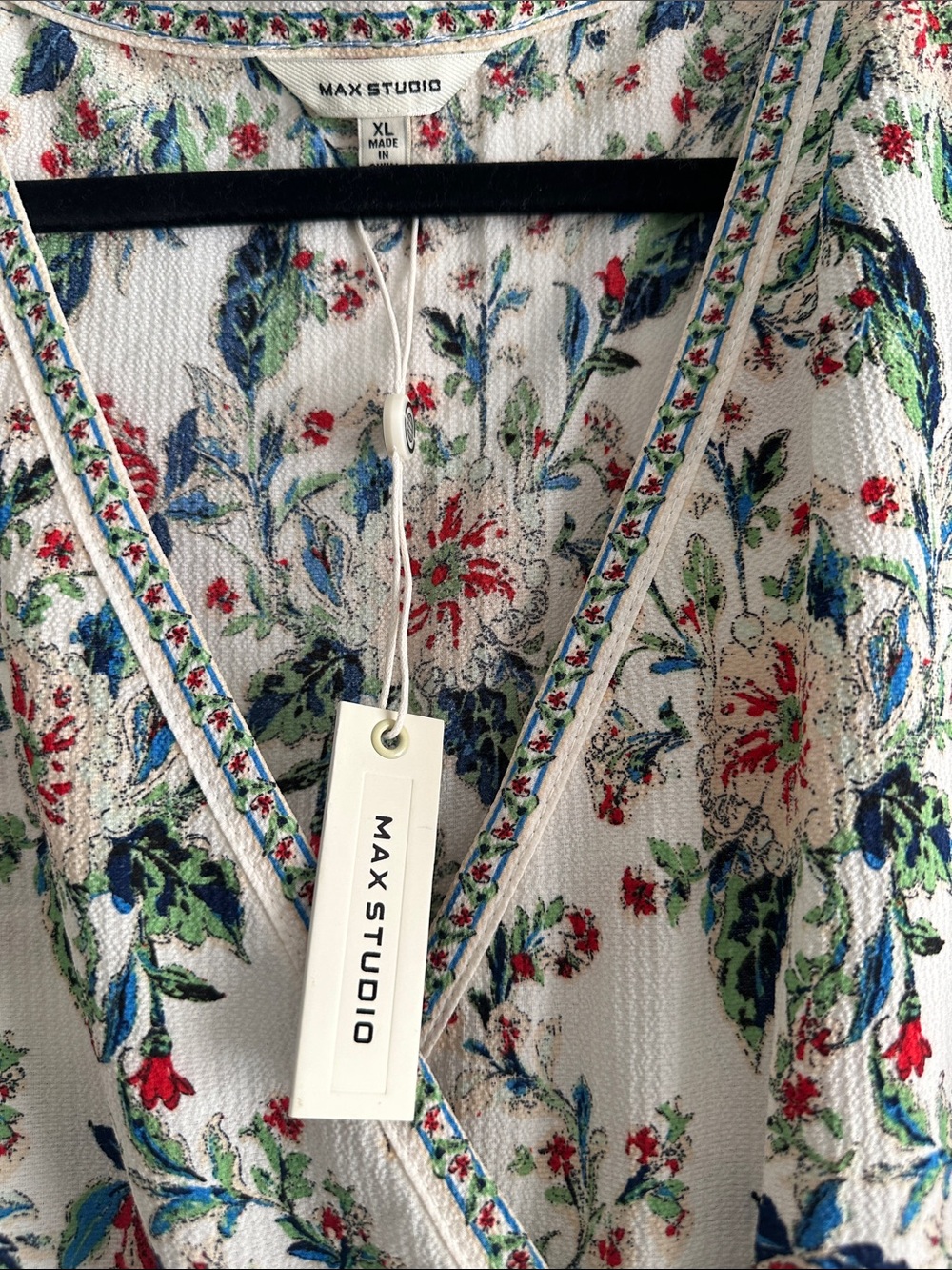 Max Studio Cream Floral Wrap Maxi Dress with Puff Sleeves - Picture 2 of 4